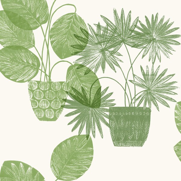 Manhattan Comfort Manosque Aida Green Potted Plant 27 ft L X 27 in W Wallpaper BR4014-87558 - main